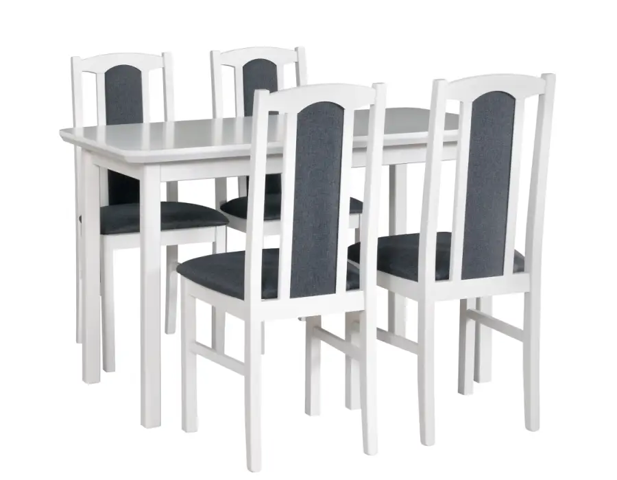 MAX 4 stół 70x120-150 cm i 4 krzesła BOS 7 biały